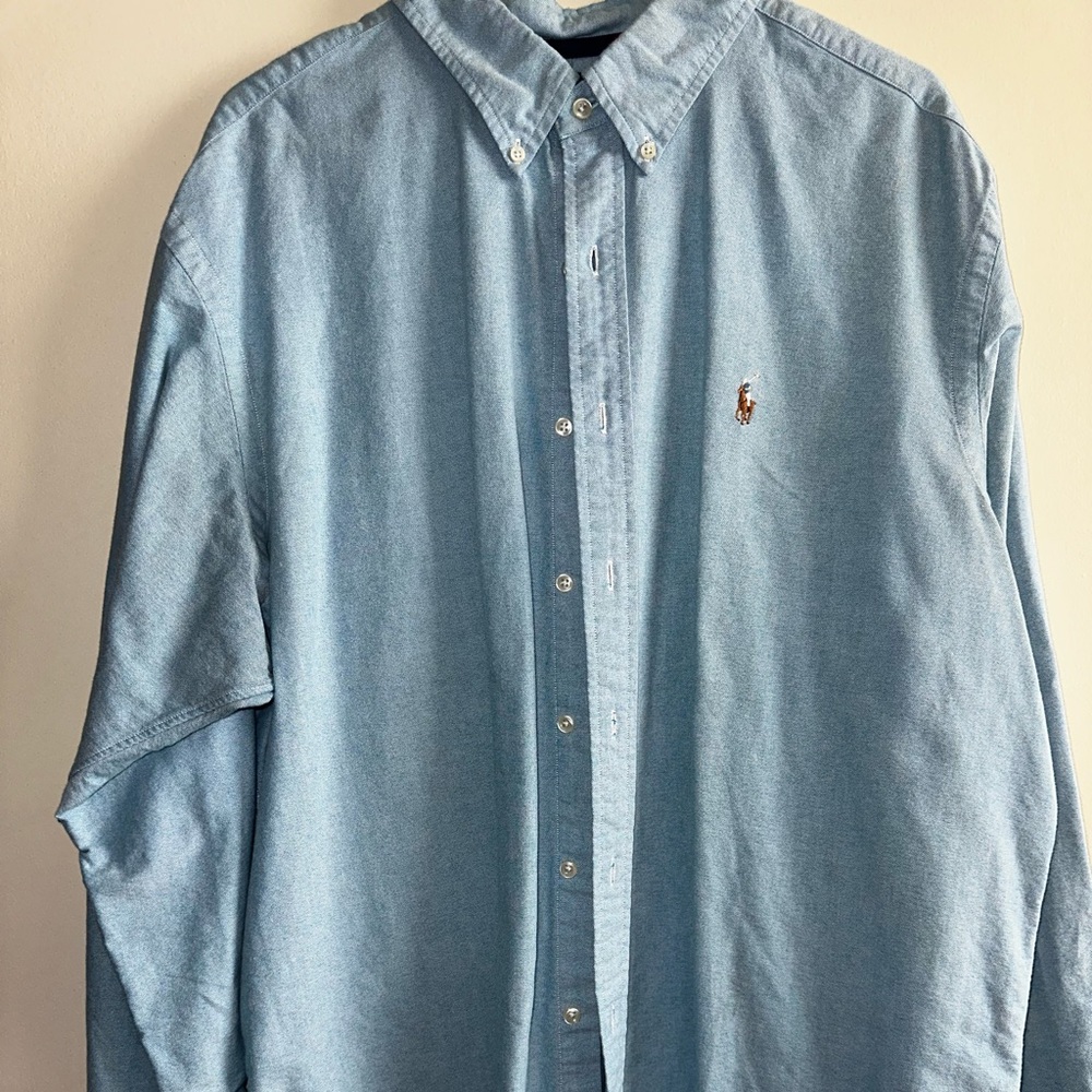 Ralph Lauren Men's Classic Fit Long Sleeve Button-down Collar Blue Stripe xXL